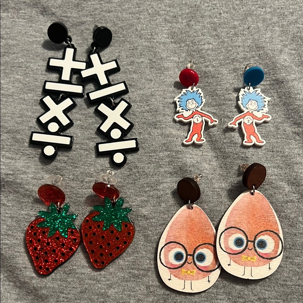 Fun Teacher Earring Set of 4